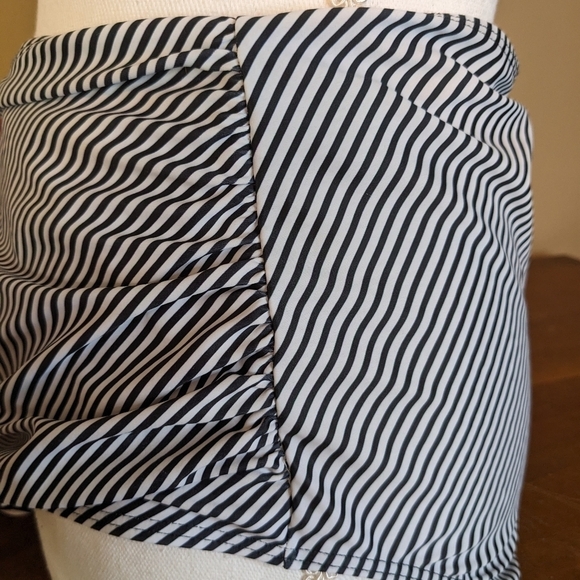 FULL COVERAGE floral ruffle top navy High Waisted BIKINI 2piece swim suit - Picture 8 of 16